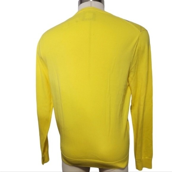 Express V neck Long Sleeves pullover  knit sweater Size L argyle yellow gray - Picture 4 of 8